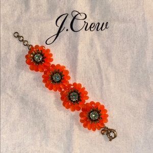 J. Crew Neon Orange Flower Acrylic Bracelet